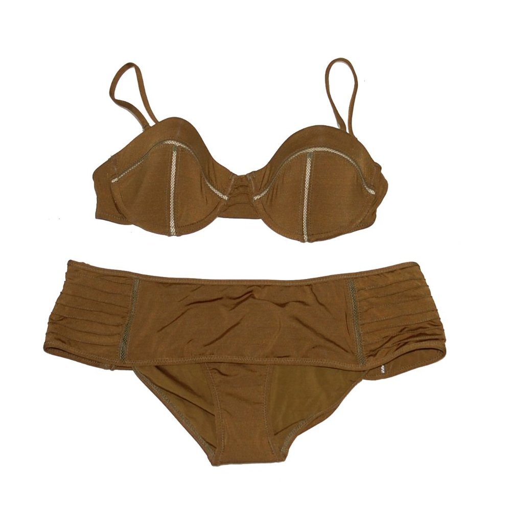 Nanette Lepore Underwire Bandeau Top & Banded Bikini Bottom Medium M